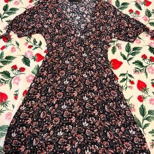 Sanctuary Black and Pink Floral Long Sleeve Dress